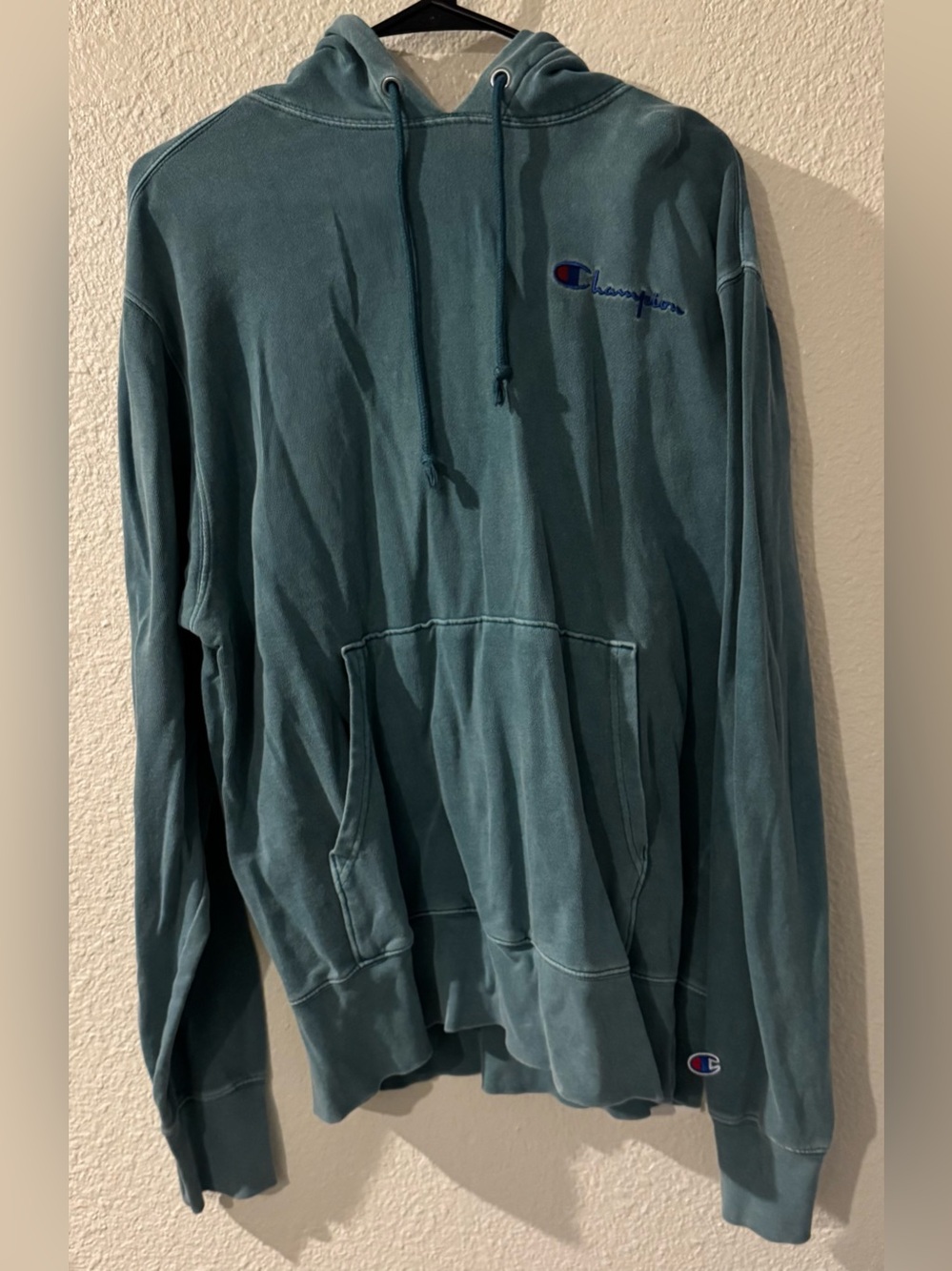 Champion Washed Teal Crewneck Hoodie Sweatshirt
